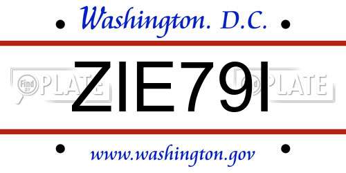 ZIE79I District Of Columbia License Plate
