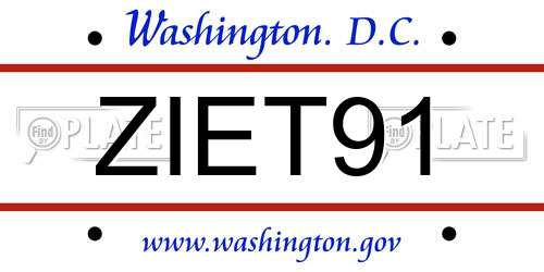 ZIET91 District Of Columbia License Plate