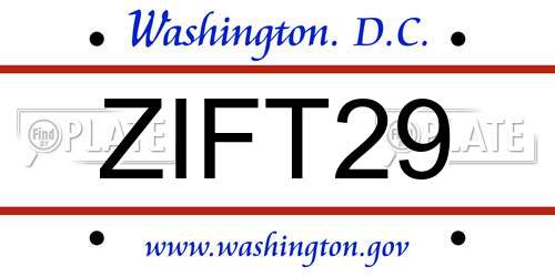 ZIFT29 District Of Columbia License Plate
