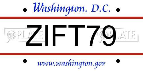 ZIFT79 District Of Columbia License Plate