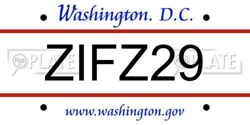 ZIFZ29 District Of Columbia License Plate