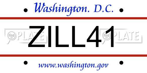 ZILL41 District Of Columbia License Plate