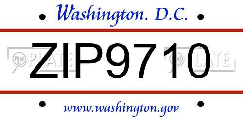 ZIP9710 District Of Columbia License Plate