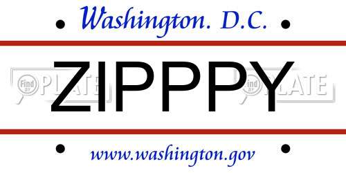 ZIPPPY District Of Columbia License Plate