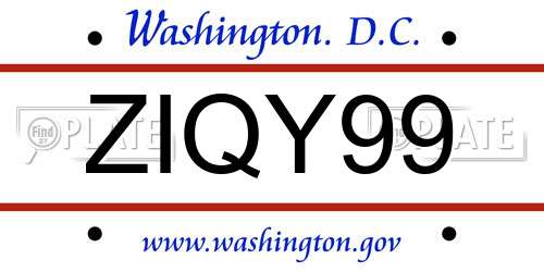 ZIQY99 District Of Columbia License Plate
