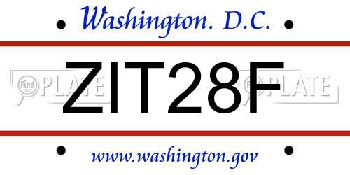 ZIT28F District Of Columbia License Plate