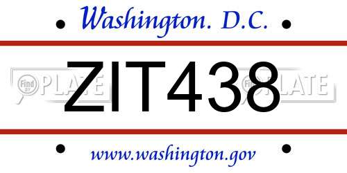ZIT438 District Of Columbia License Plate