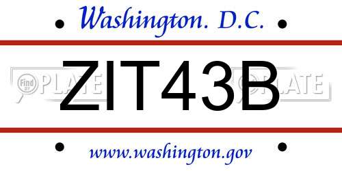 ZIT43B District Of Columbia License Plate