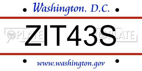ZIT43S District Of Columbia License Plate