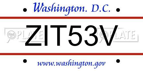ZIT53V District Of Columbia License Plate