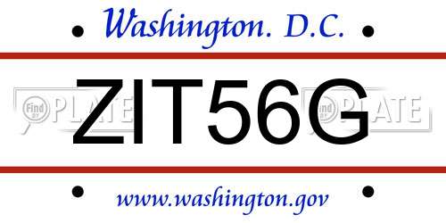 ZIT56G District Of Columbia License Plate