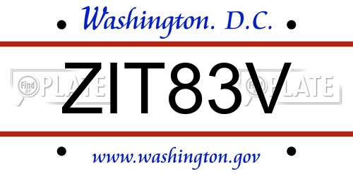 ZIT83V District Of Columbia License Plate