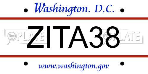 ZITA38 District Of Columbia License Plate