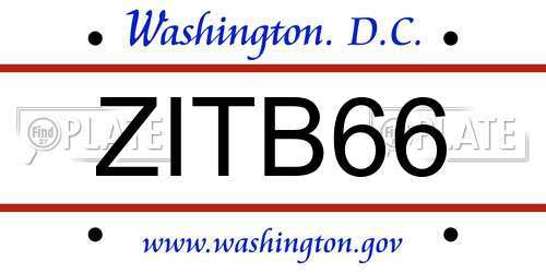 ZITB66 District Of Columbia License Plate