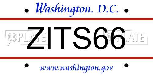 ZITS66 District Of Columbia License Plate