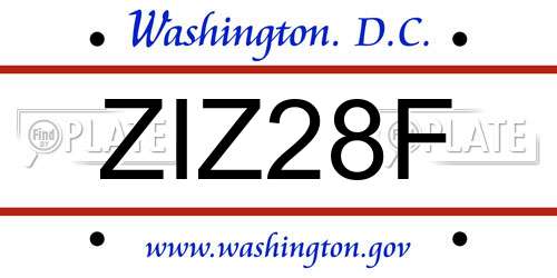 ZIZ28F District Of Columbia License Plate