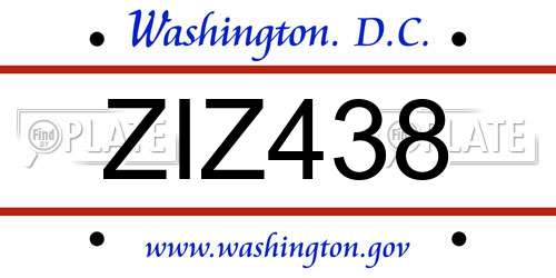 ZIZ438 District Of Columbia License Plate