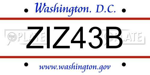 ZIZ43B District Of Columbia License Plate