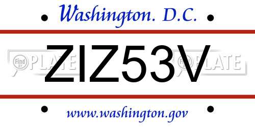 ZIZ53V District Of Columbia License Plate