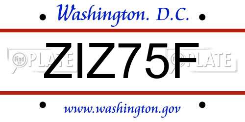 ZIZ75F District Of Columbia License Plate