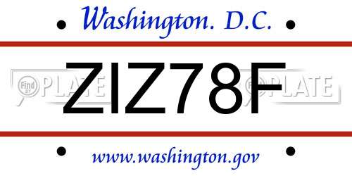 ZIZ78F District Of Columbia License Plate