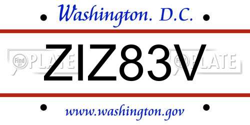 ZIZ83V District Of Columbia License Plate
