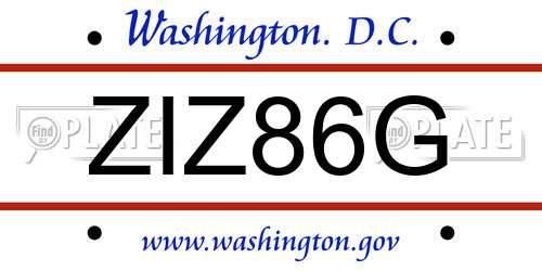 ZIZ86G District Of Columbia License Plate