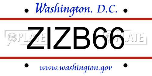 ZIZB66 District Of Columbia License Plate
