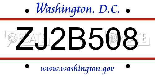 ZJ2B508 District Of Columbia License Plate