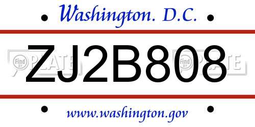 ZJ2B808 District Of Columbia License Plate