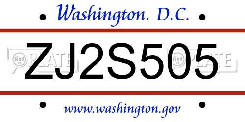 ZJ2S505 District Of Columbia License Plate
