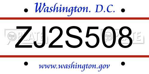 ZJ2S508 District Of Columbia License Plate