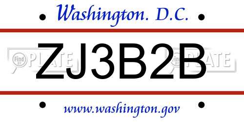 ZJ3B2B District Of Columbia License Plate