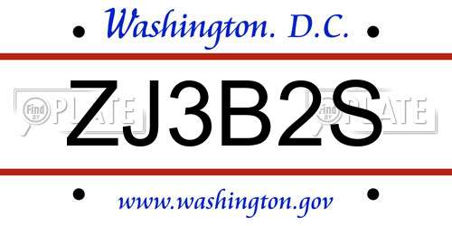 ZJ3B2S District Of Columbia License Plate
