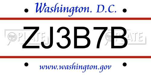 ZJ3B7B District Of Columbia License Plate