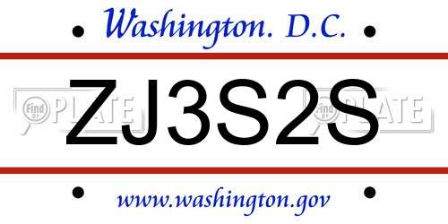 ZJ3S2S District Of Columbia License Plate