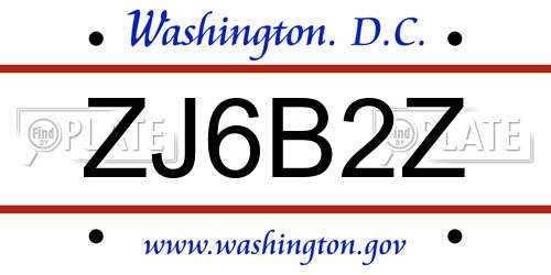 ZJ6B2Z District Of Columbia License Plate