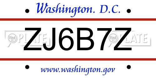 ZJ6B7Z District Of Columbia License Plate