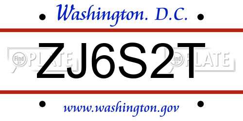 ZJ6S2T District Of Columbia License Plate