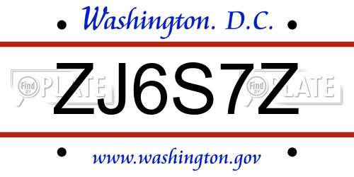 ZJ6S7Z District Of Columbia License Plate