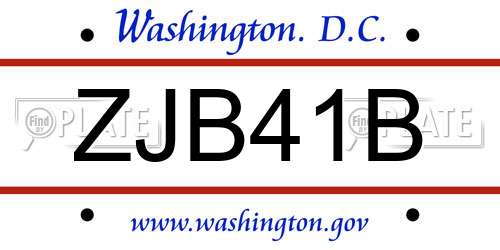 ZJB41B District Of Columbia License Plate