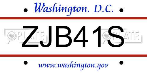 ZJB41S District Of Columbia License Plate