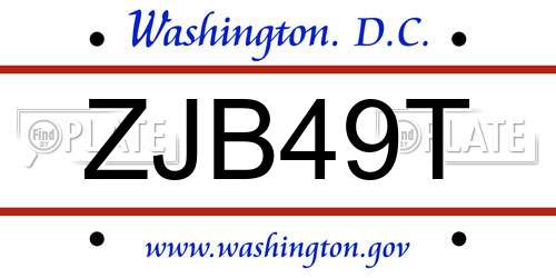 ZJB49T District Of Columbia License Plate