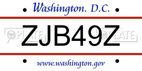 ZJB49Z District Of Columbia License Plate