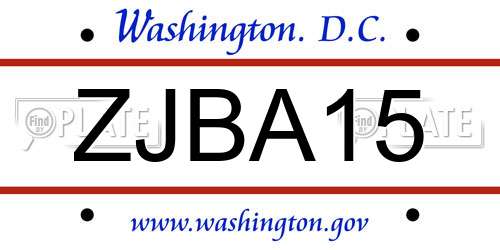 ZJBA15 District Of Columbia License Plate