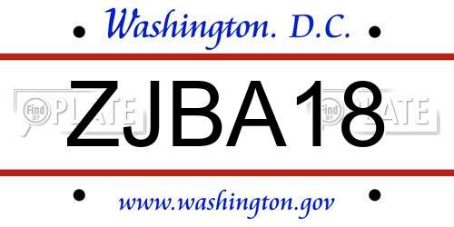 ZJBA18 District Of Columbia License Plate