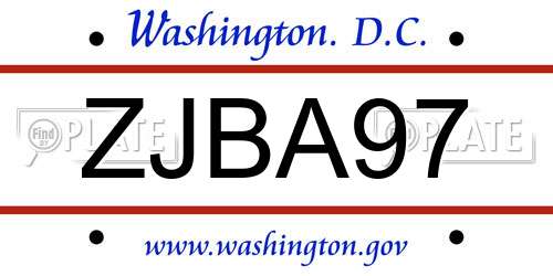 ZJBA97 District Of Columbia License Plate