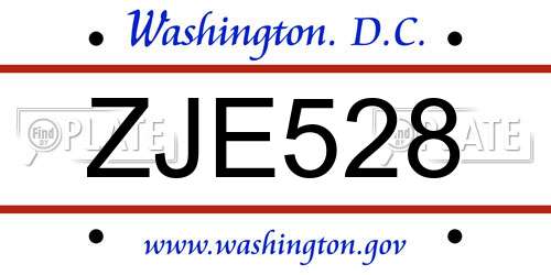 ZJE528 District Of Columbia License Plate