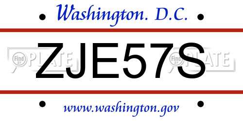ZJE57S District Of Columbia License Plate