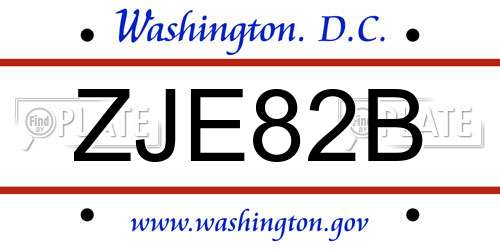 ZJE82B District Of Columbia License Plate